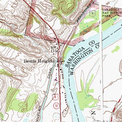 Topographic Map of Bemis Heights, NY