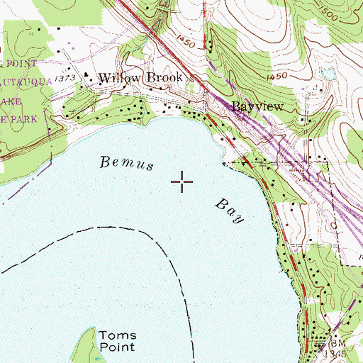 Topographic Map of Bemus Bay, NY