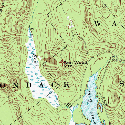 Topographic Map of Ben Wood Mountain, NY