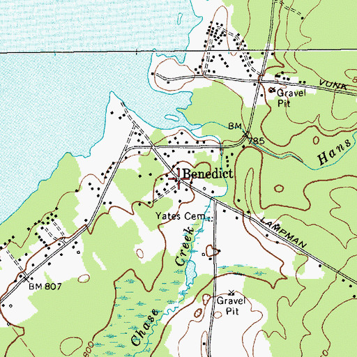 Topographic Map of Benedict, NY