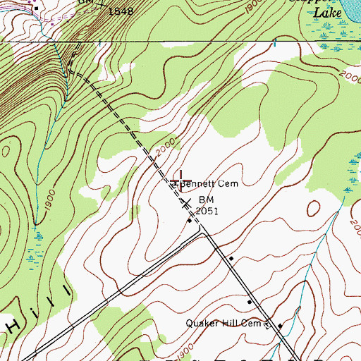 Topographic Map of Bennett Cemetery, NY