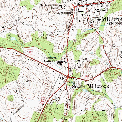 Topographic Map of Bennett College (historical), NY
