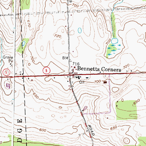 Topographic Map of Bennetts Corners, NY