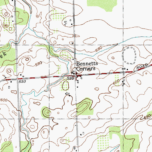 Topographic Map of Bennetts Corners, NY