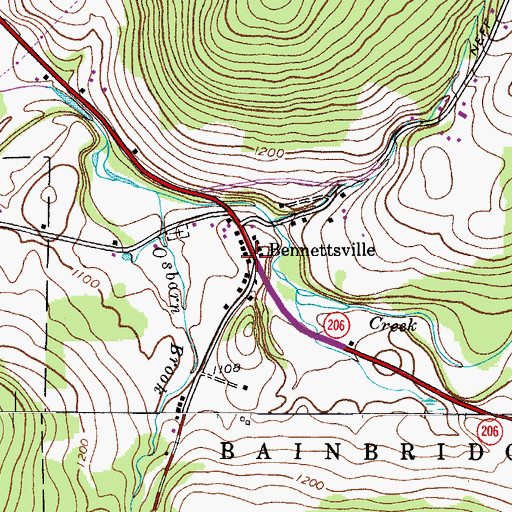 Topographic Map of Bennettsville, NY