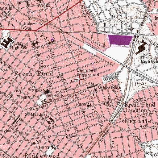 Topographic Map of Benninger Playground, NY