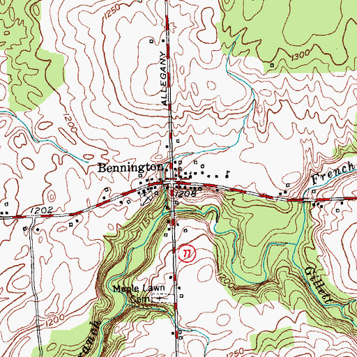 Topographic Map of Bennington, NY