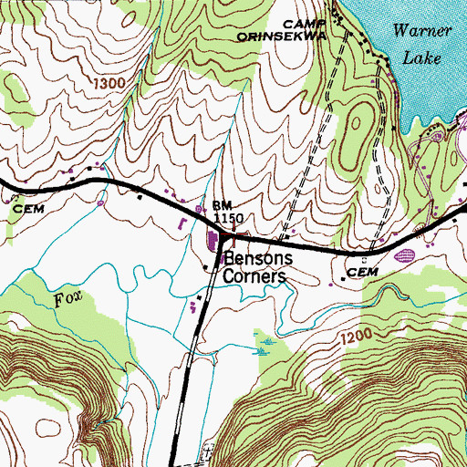 Topographic Map of Bensons Corners, NY