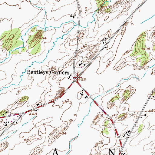 Topographic Map of Bentleys Corners, NY