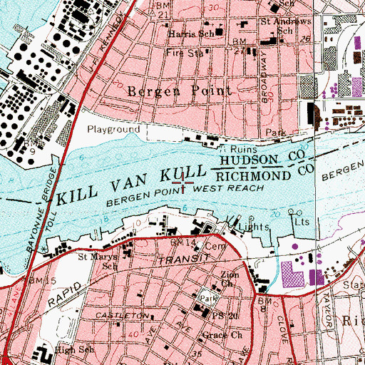 Topographic Map of Bergen Point West Reach, NY
