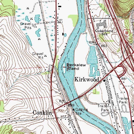 Topographic Map of Berkalew Island, NY