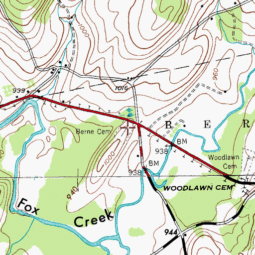 Topographic Map of Berne and Beaverdam Cemetery, NY