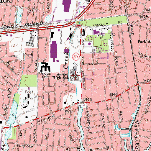 Topographic Map of Berner Middle School, NY