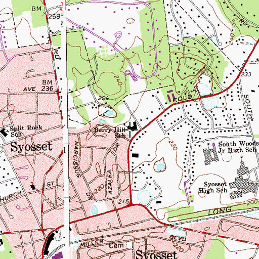 Topographic Map of Berry Hill Elementary School, NY
