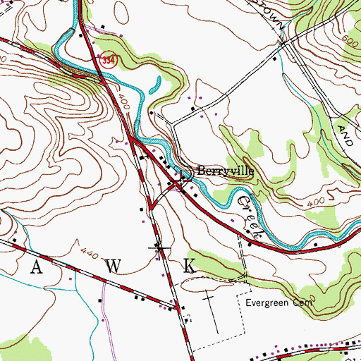 Topographic Map of Berryville, NY