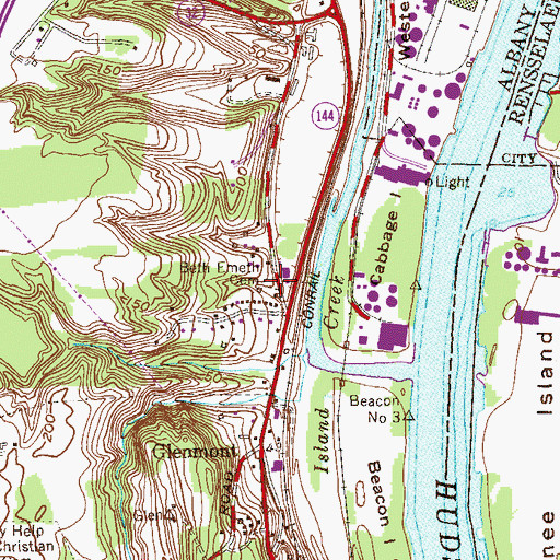 Topographic Map of Beth Emeth Cemetery, NY