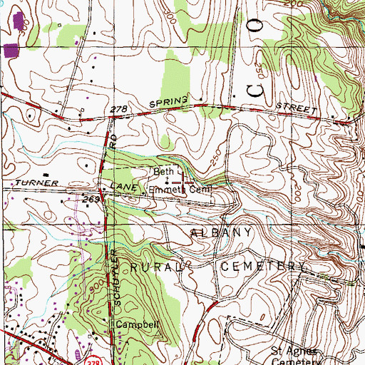 Topographic Map of Beth Emeth Cemetery, NY