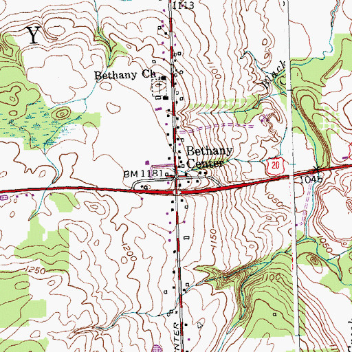 Topographic Map of Bethany Center, NY