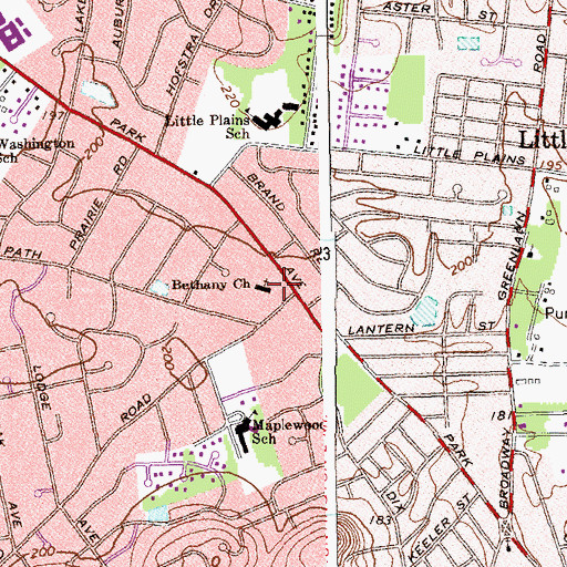 Topographic Map of Bethany Church, NY
