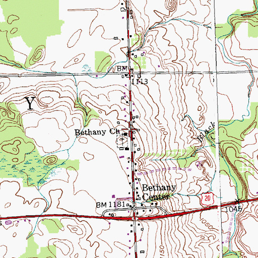 Topographic Map of Bethany Center Baptist Church, NY
