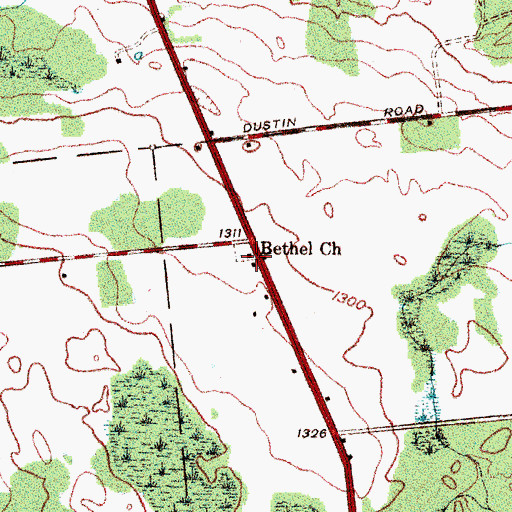 Topographic Map of Bethel Church, NY