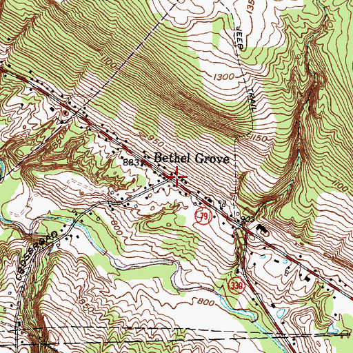 Topographic Map of Bethel Grove, NY