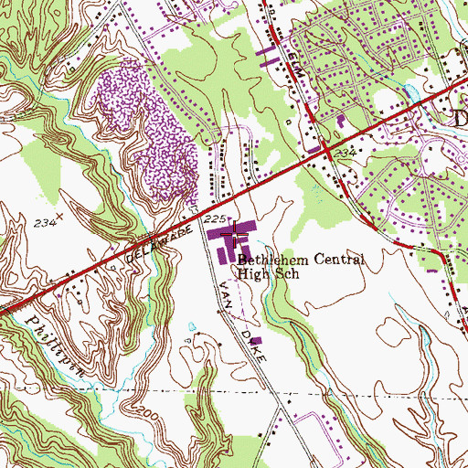 Topographic Map of Bethlehem Central Senior High School, NY