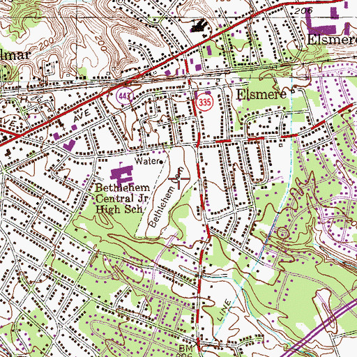 Topographic Map of Bethlehem Cemetery, NY