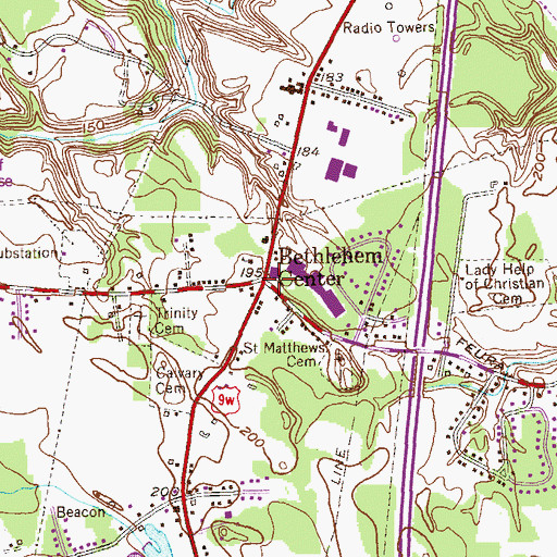 Topographic Map of Bethlehem Center, NY