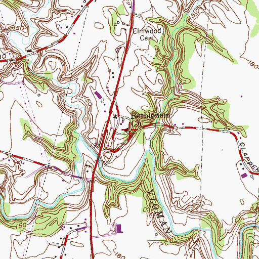 Topographic Map of Bethlehem Church, NY