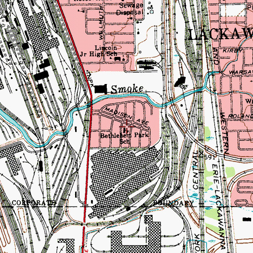 Topographic Map of Bethlehem Park School, NY