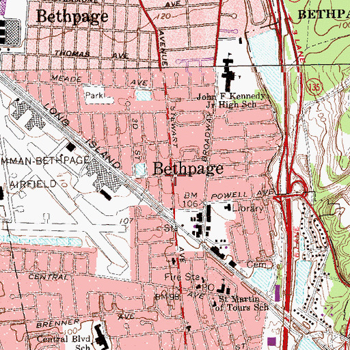 Topographic Map of Bethpage, NY