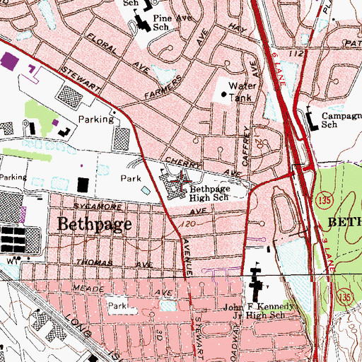 Topographic Map of Bethpage High School, NY