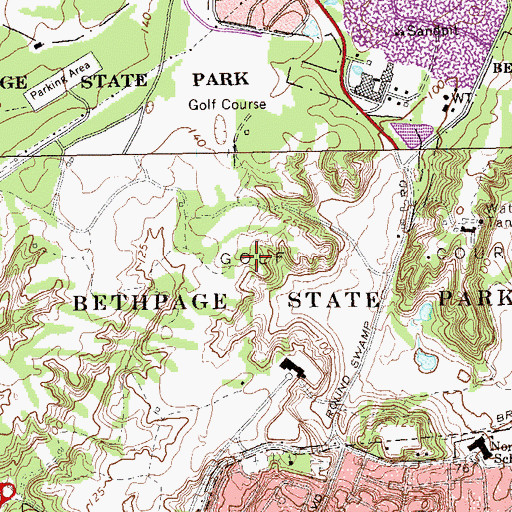 Topographic Map of Bethpage State Park, NY