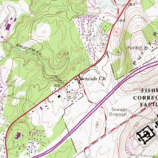 Topographic Map of Beulah Baptist Church, NY