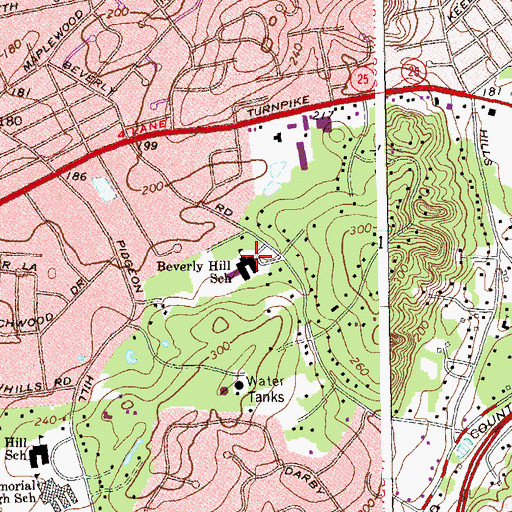 Topographic Map of Beverly Hill School, NY