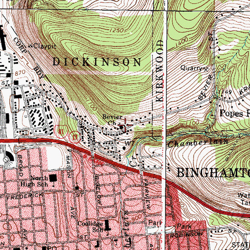 Topographic Map of Bevier Church, NY