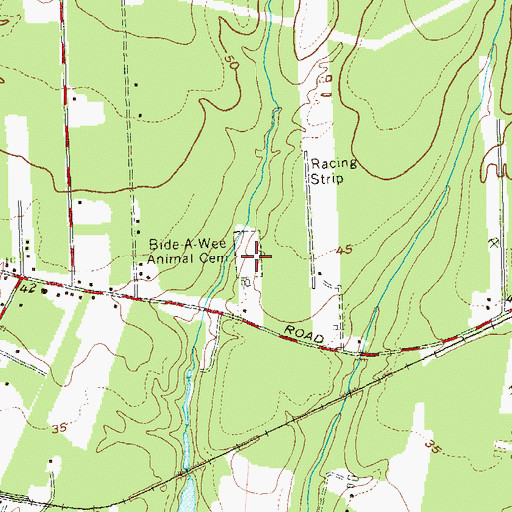 Topographic Map of Bideawee Pet Memorial Park, NY