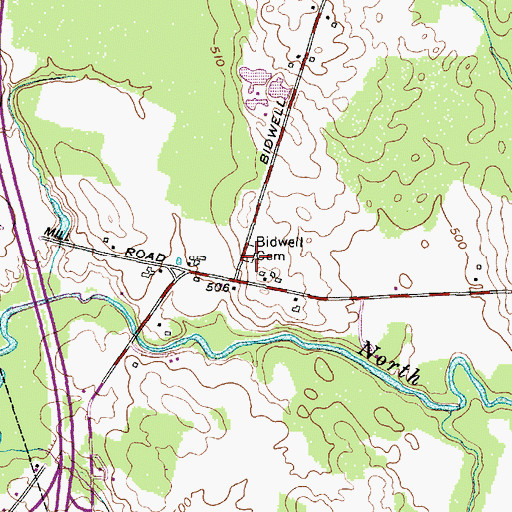 Topographic Map of Bidwell Cemetery, NY