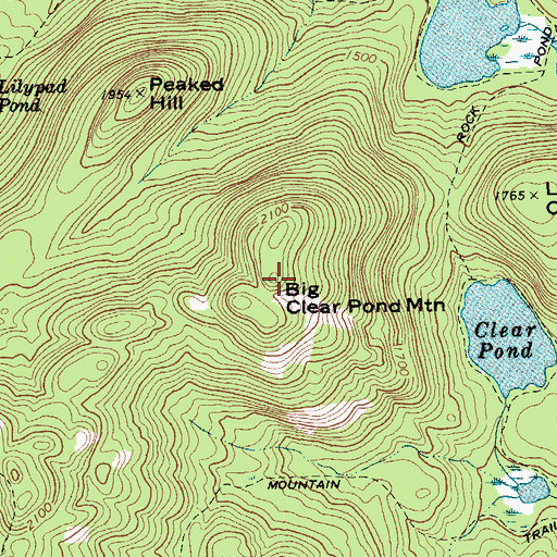 Topographic Map of Big Clear Pond Mountain, NY