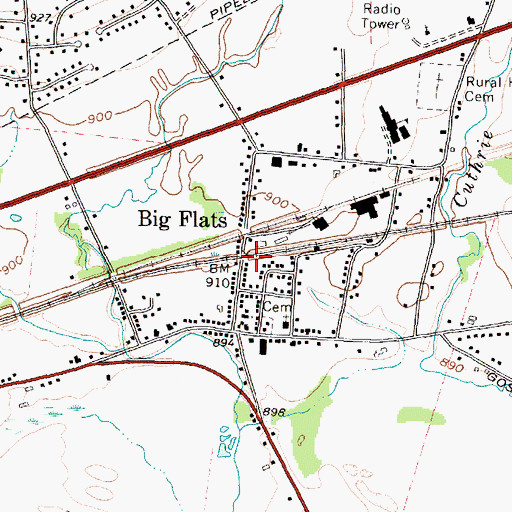 Topographic Map of Big Flats, NY