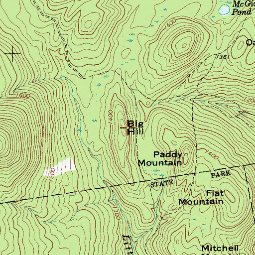 Topographic Map of Big Hill, NY