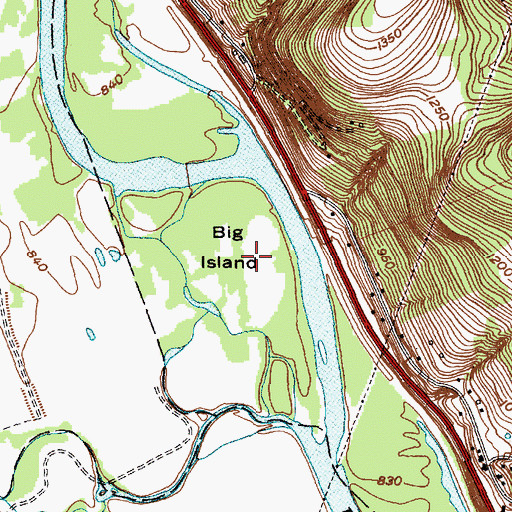 Topographic Map of Big Island, NY