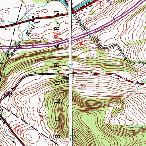 Topographic Map of Bile Cemetery, NY