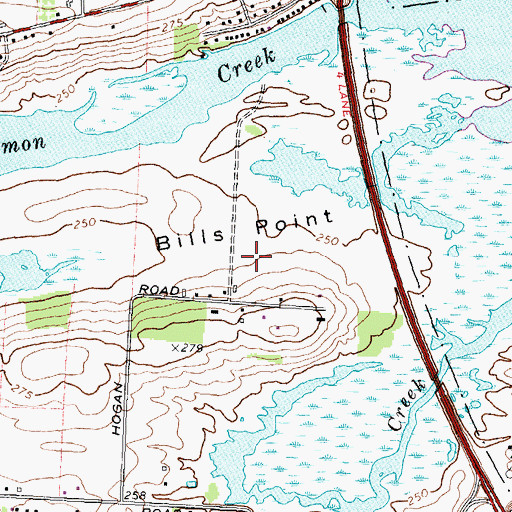 Topographic Map of Bills Point, NY