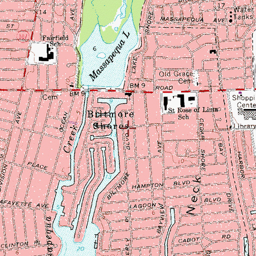 Topographic Map of Biltmore Shores, NY