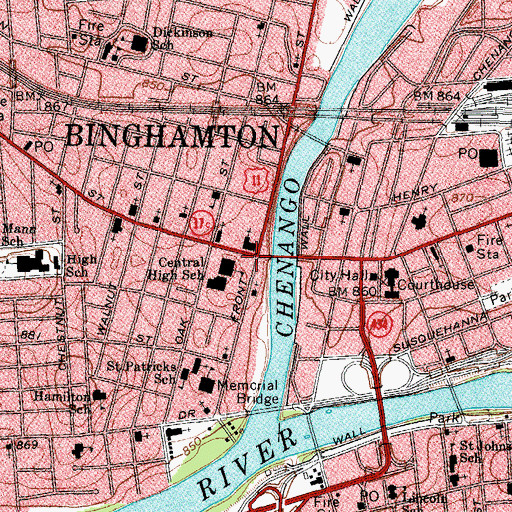 Topographic Map of Binghamton, NY