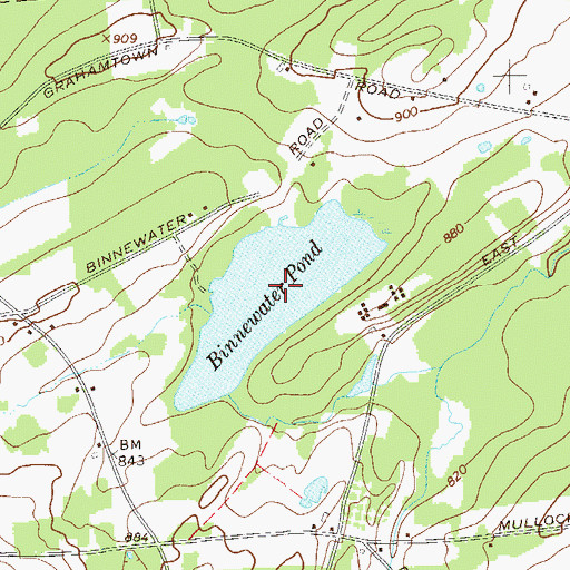 Topographic Map of Binnewater Pond, NY