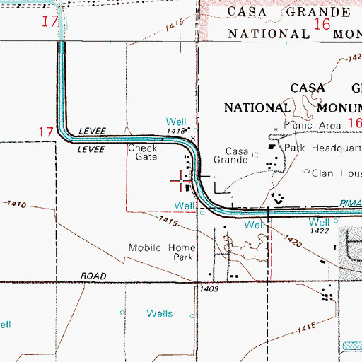 Topographic Map of Pima Lateral, AZ
