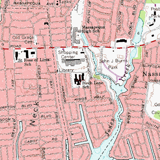 Topographic Map of Birch Lane Elementary School, NY